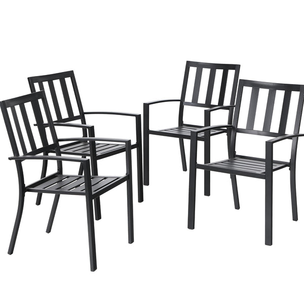Wrought Iron Patio Outdoor Dining Chairs, Portable Black Outdoor Patio Chairs Set