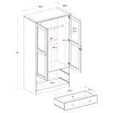 100% Solid Wood Smart Wardrobe/Armoire/Closet, Java Color