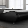 Upholstered King Size Platform Bed Frame Modern Low Profile Sleigh Bed with Faux Leather