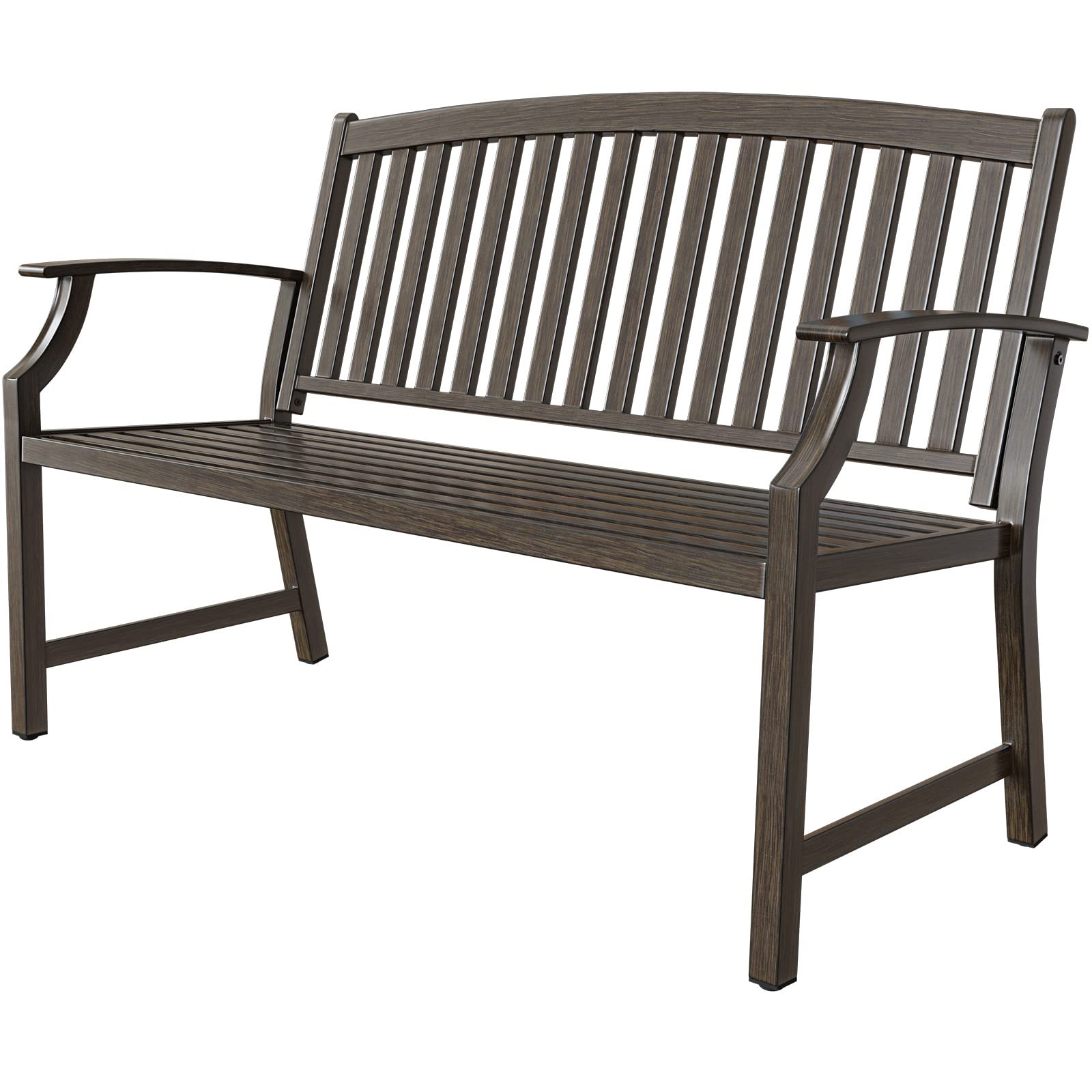 Garden Bench, Outdoor Benches with Anti-Rust Aluminum Steel Metal Frame