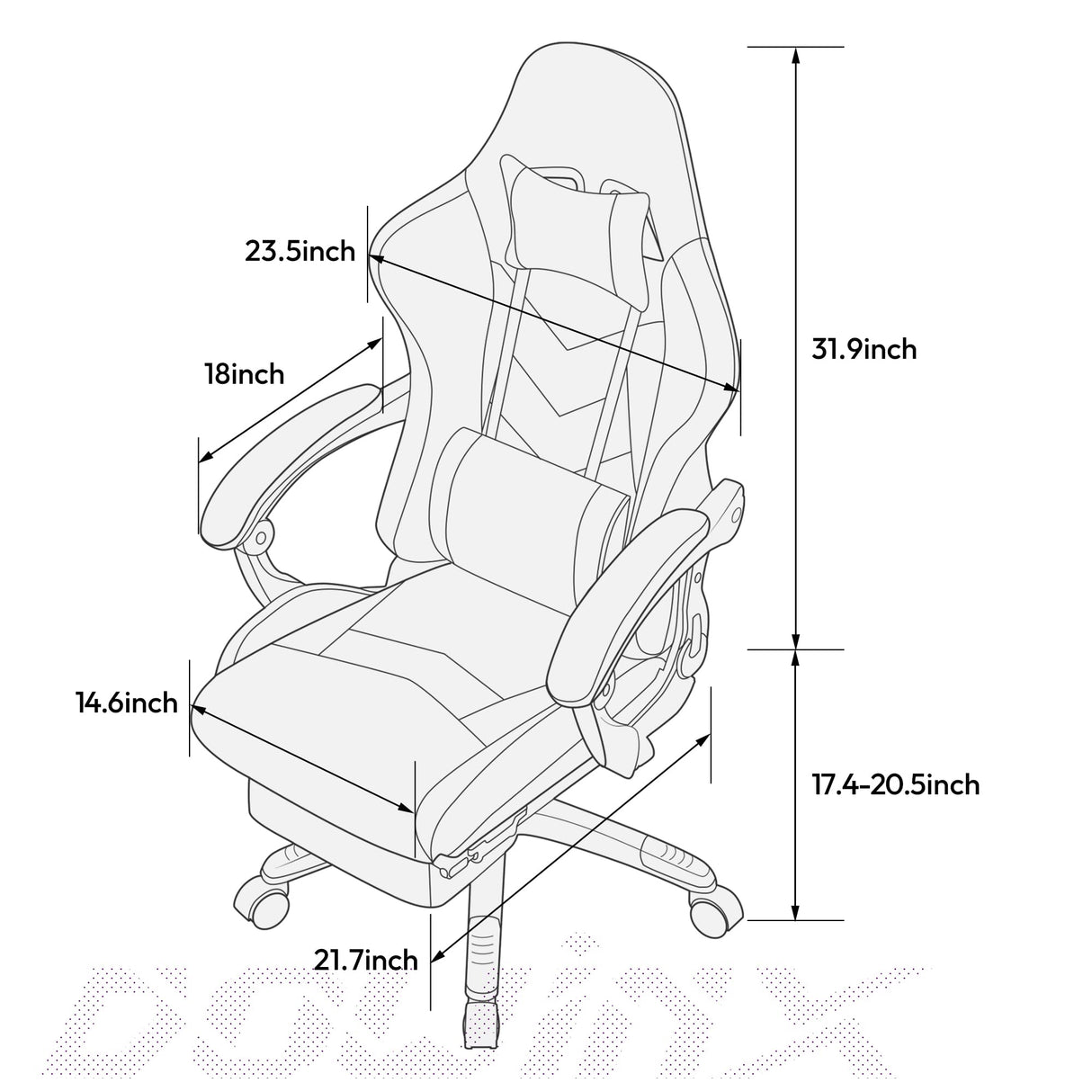 Gaming Chair Ergonomic Racing Style Recliner with Massage Lumbar Support, Office Armchair for Computer PU Leather E-Sports Gamer Chairs