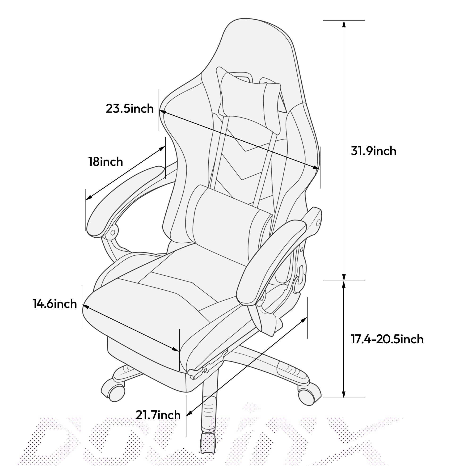Gaming Chair Ergonomic Racing Style Recliner with Massage Lumbar Support, Office Armchair for Computer PU Leather E-Sports Gamer Chairs
