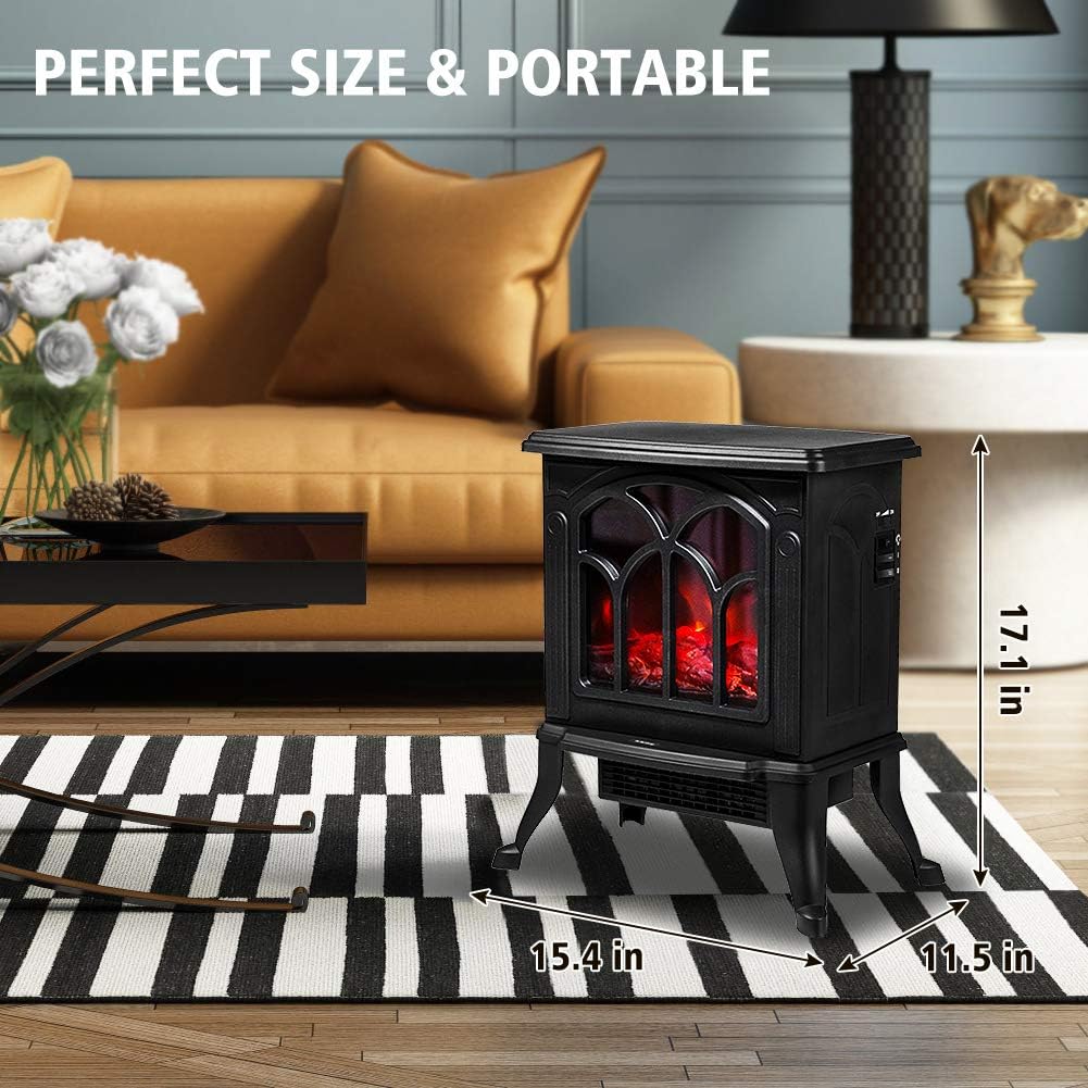 Electric Fireplace Heater Portable Stove with 3D Realistic Flame Effect