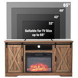 Fireplace TV Stand Sliding Barn Door Farmhouse