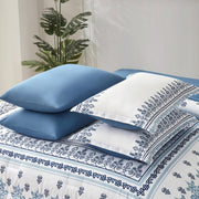 8 Pieces Blue Floral White Tufted Bedding Bed in a Bag Sets