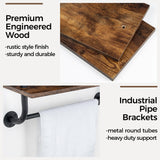 2 Tier 24 Inch Bathroom Wall Shelf with Towel Bar, Rustic Industrial Pipe Shelves for Wall