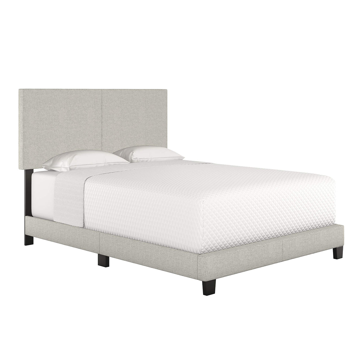 Milan Linen Fabric Upholstered Platform Bed Frame w/Adjustable Headboard, no Noise