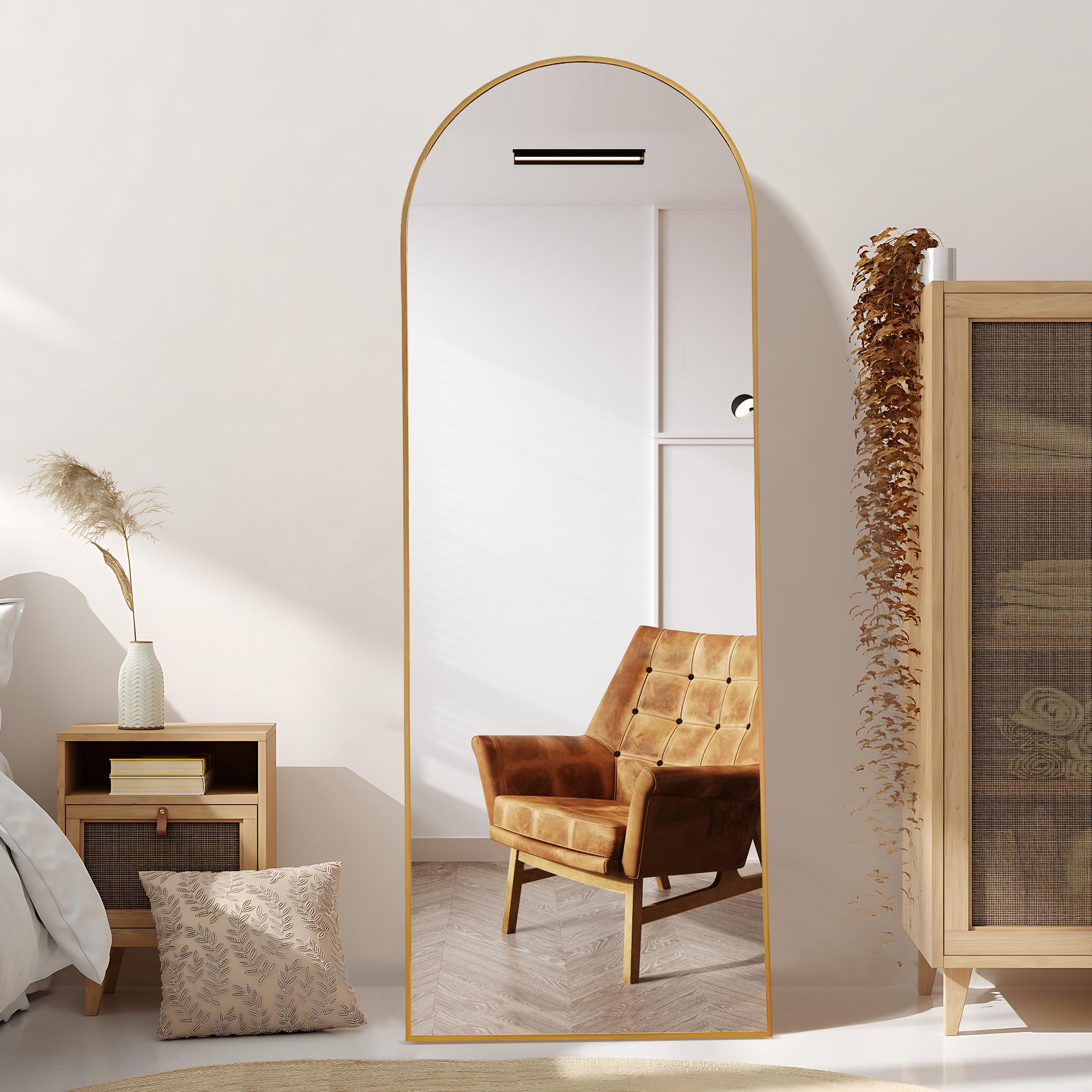 Arched Full Length Mirror, 64”x21” Floor Length Mirror