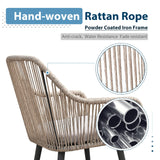 Patio Rattan Chairs Set of 4, Outdoor Dining Chairs with Armrest