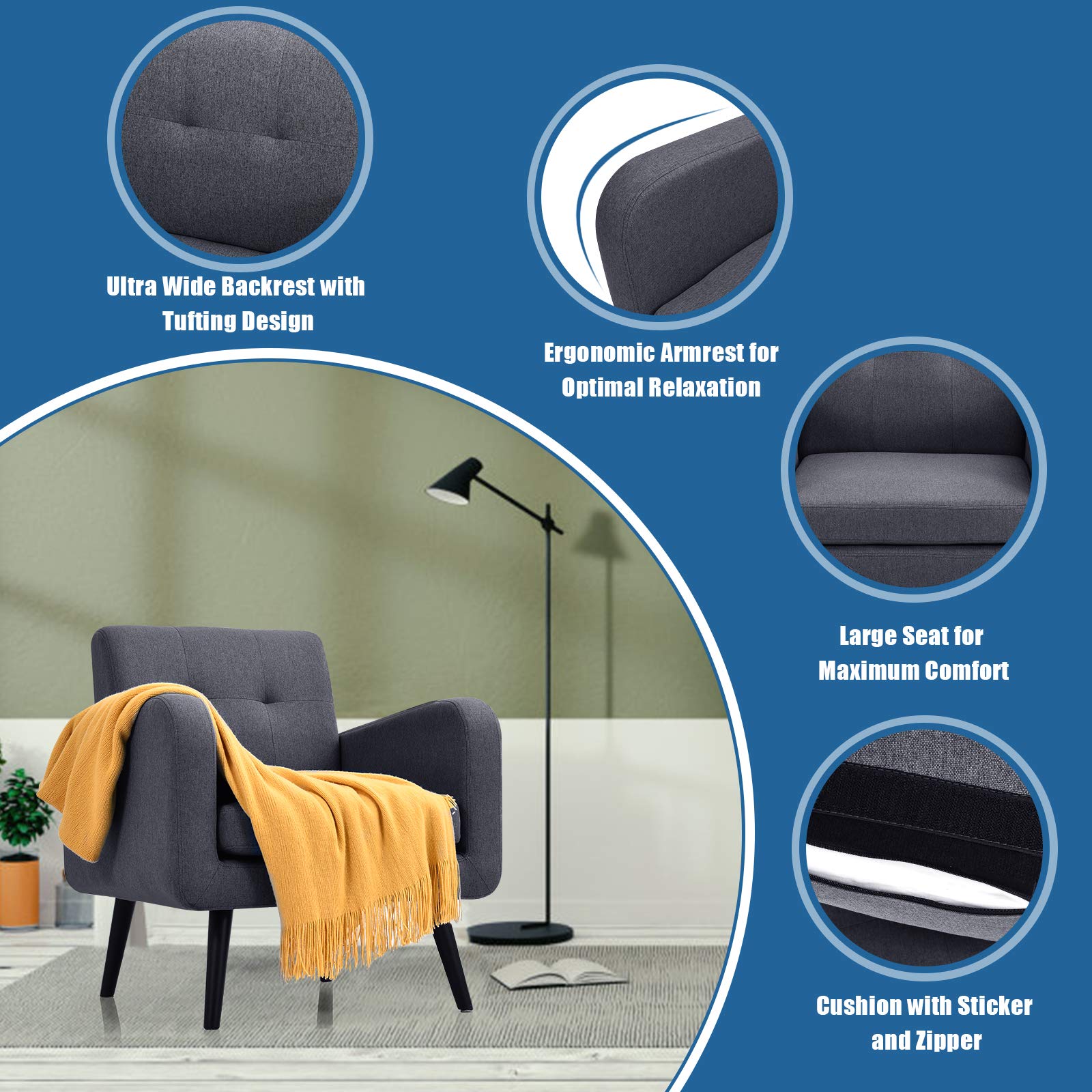 Upholstered Accent Chair Set of 2