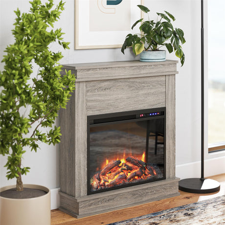 Mateo Electric Fireplace with Mantel and Touchscreen Display