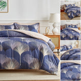 Navy Leaf Comforter Set King(91'' x 102'') Size Whole Piece Filling Light Weight Comforter