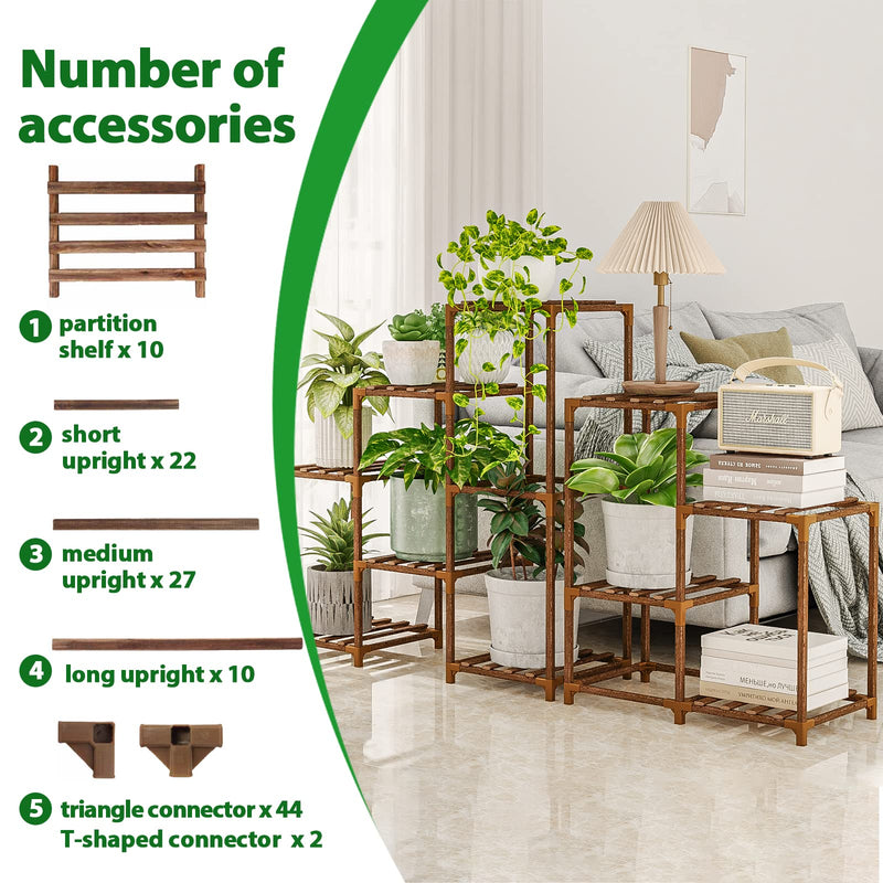 Plant Stand Indoor Outdoor Corner Plant Shelf Wood Plant Stand Rack for Multiple Plants