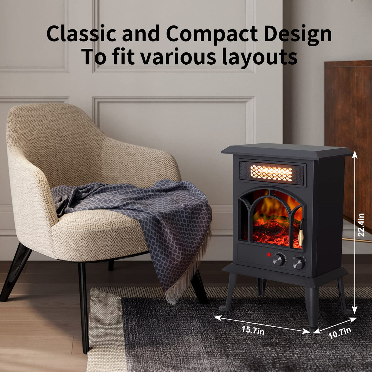 Freestanding Infrared Fireplace Heater for Indoor Use