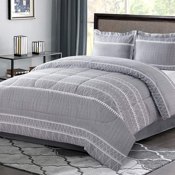 Full Size Comforter 3 Piece All Season Bedding Comforter Full Size - Striped Ultra Soft