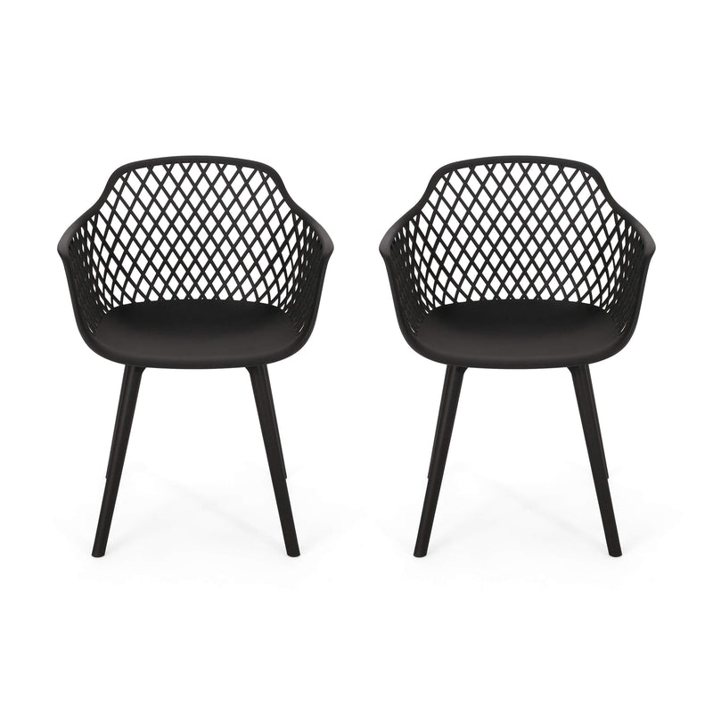 Delia Outdoor Dining Chair (Set of 2), Black