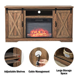 Fireplace TV Stand Sliding Barn Door Farmhouse