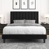 Full Bed Frame/Velvet Upholstered Bed Frame with Vertical Channel