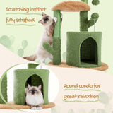 Cat Tree 32 Inches Cactus Cat Tower with Sisal Covered Scratching Post, Cozy Condo