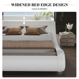 King Size Upholstered Bed Frame, Deluxe Low Profile Sleigh Bed