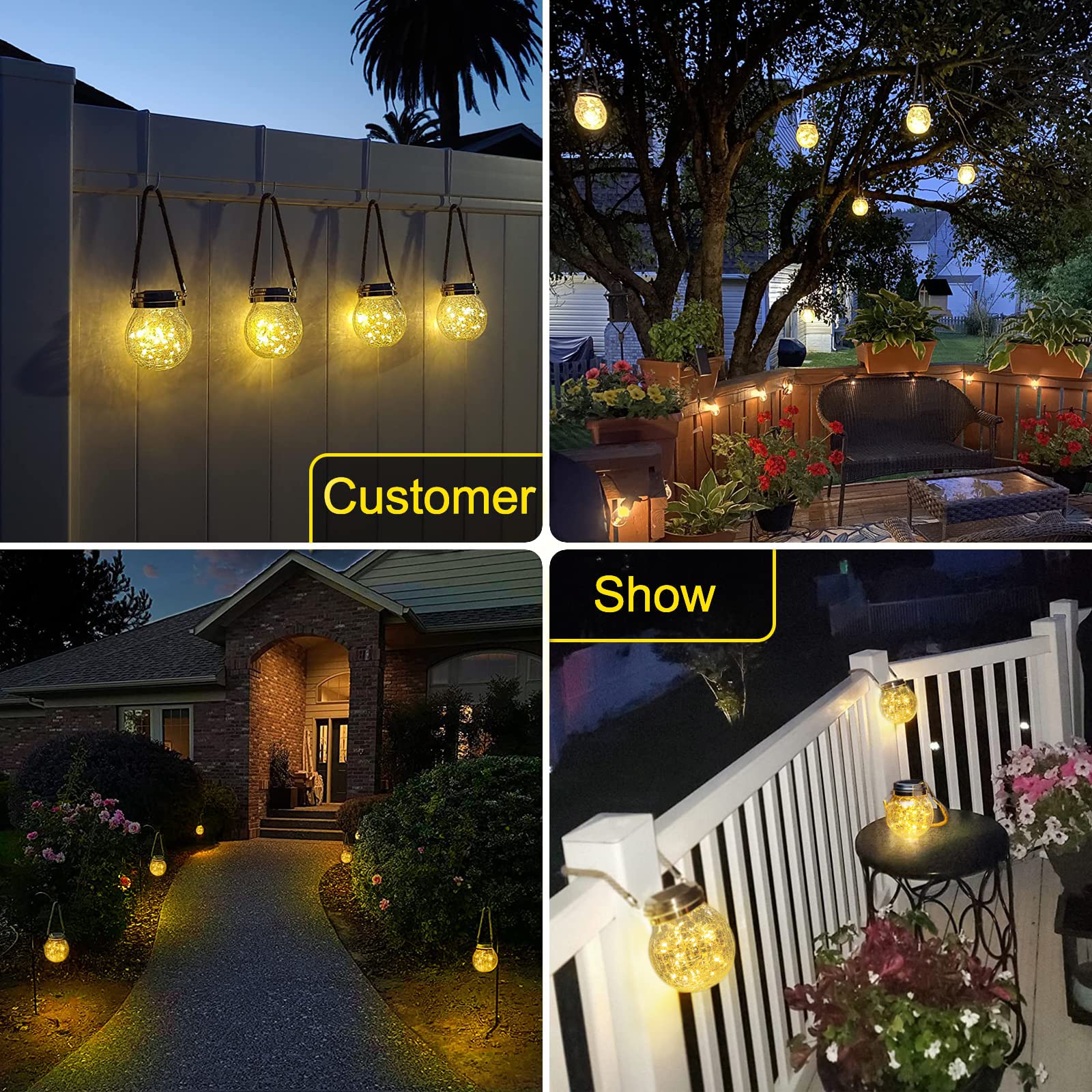 Solar Lantern, 2 Pack Lanterns with 30 LED Waterproof Garden Decor
