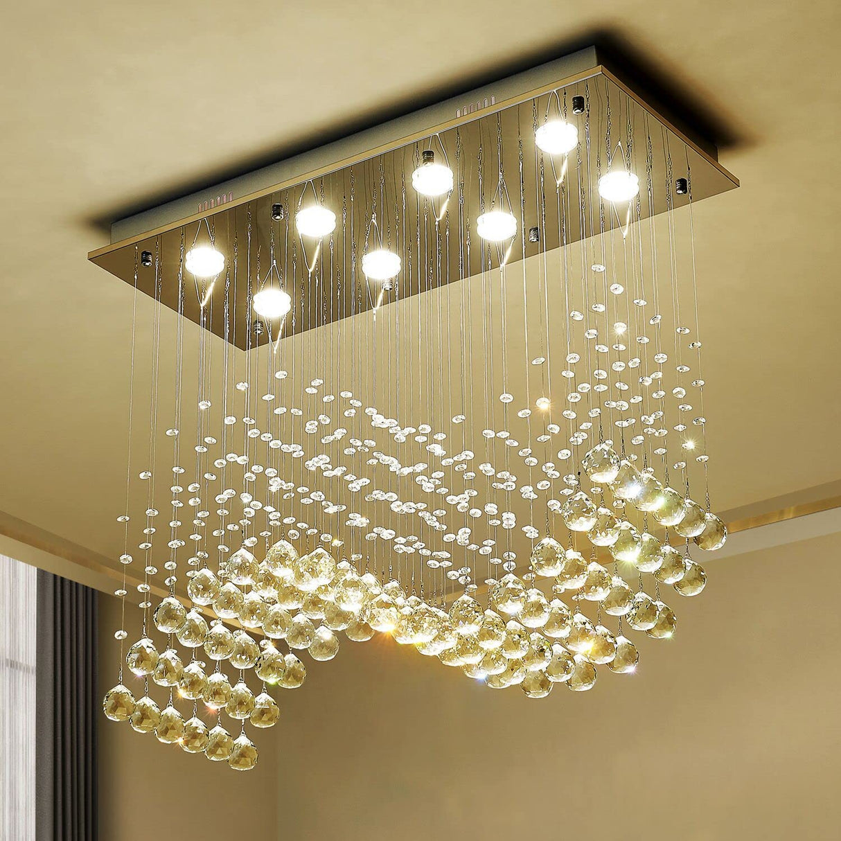 8-Lights Modern K9 Crystal Chandelier Light Fixture