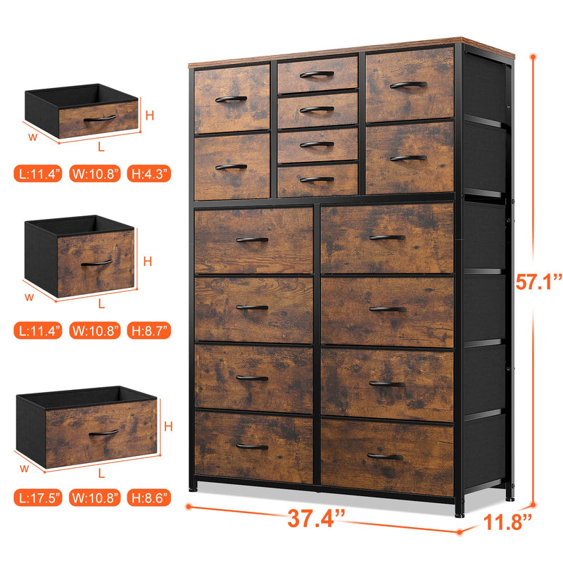Dresser for Bedroom with 16 Drawer, Dressers & Chests of Drawers