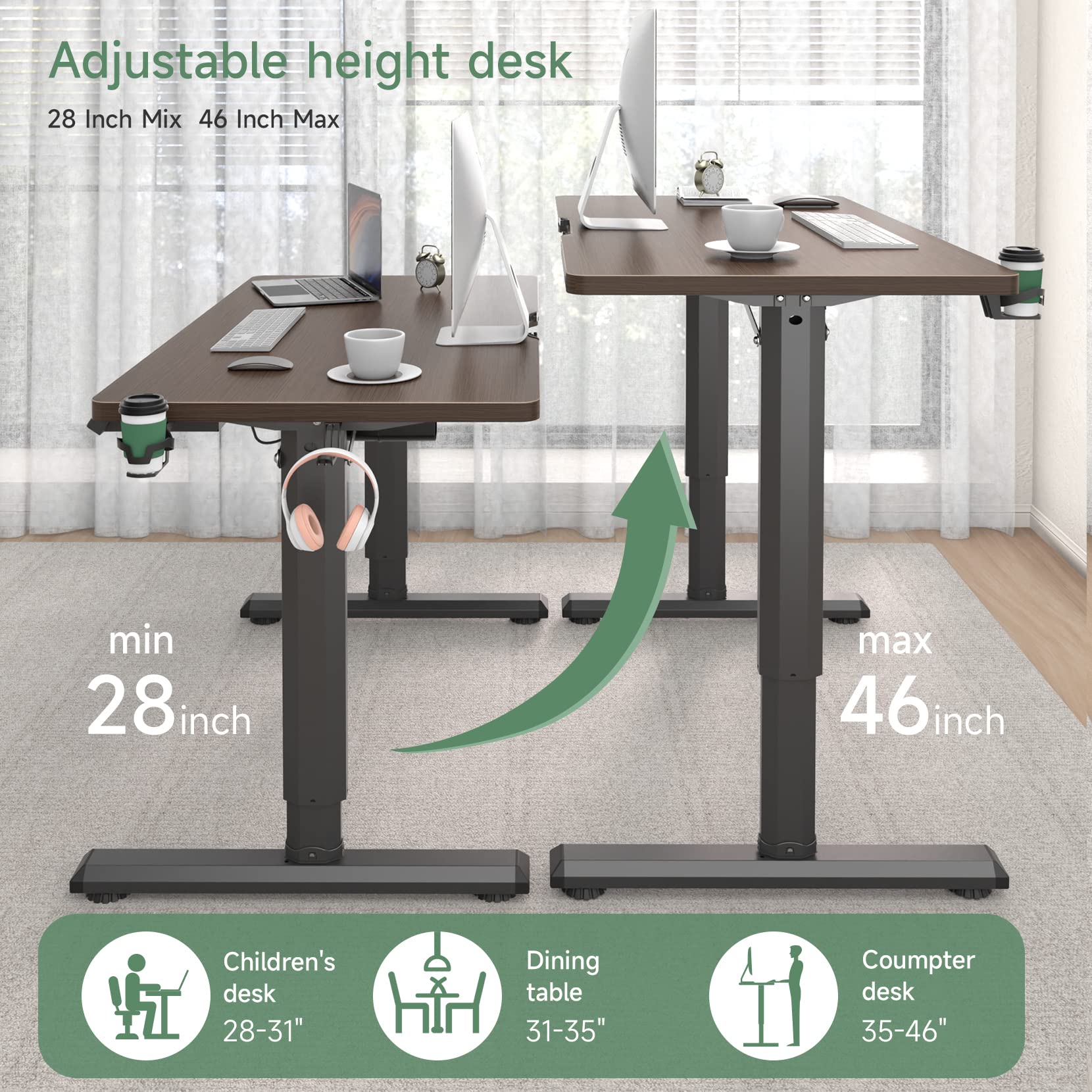 Electric Standing Desk Height Adjustable Compute
