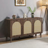 Rattan Sideboard Buffet Cabinet with 3 Doors & Shelves