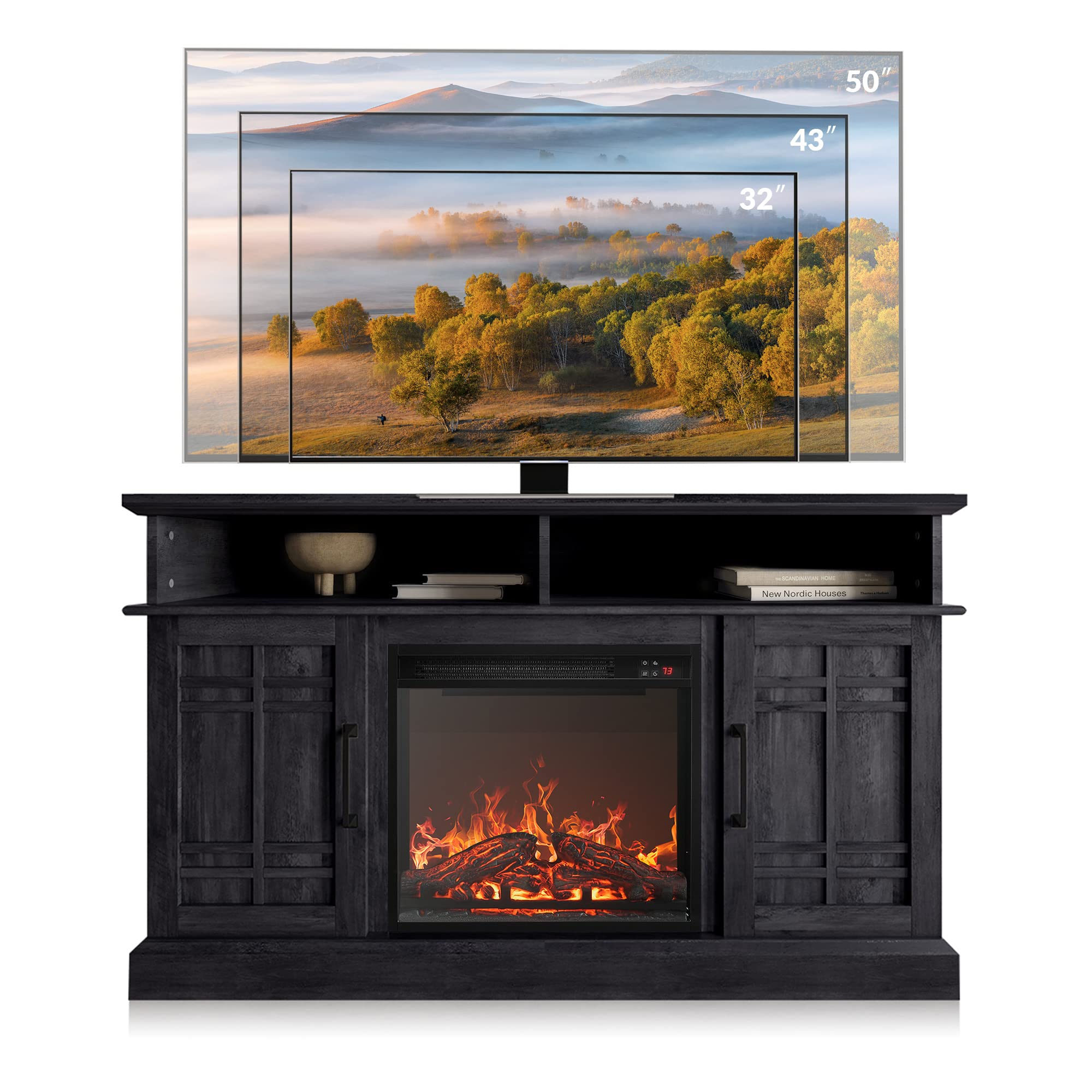 48" TV Stand with 18" Electric Fireplace Heater