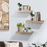 Floating Shelves, Wall Mounted Set of 3 Rustic Wooden Ledge Shelves Decorative