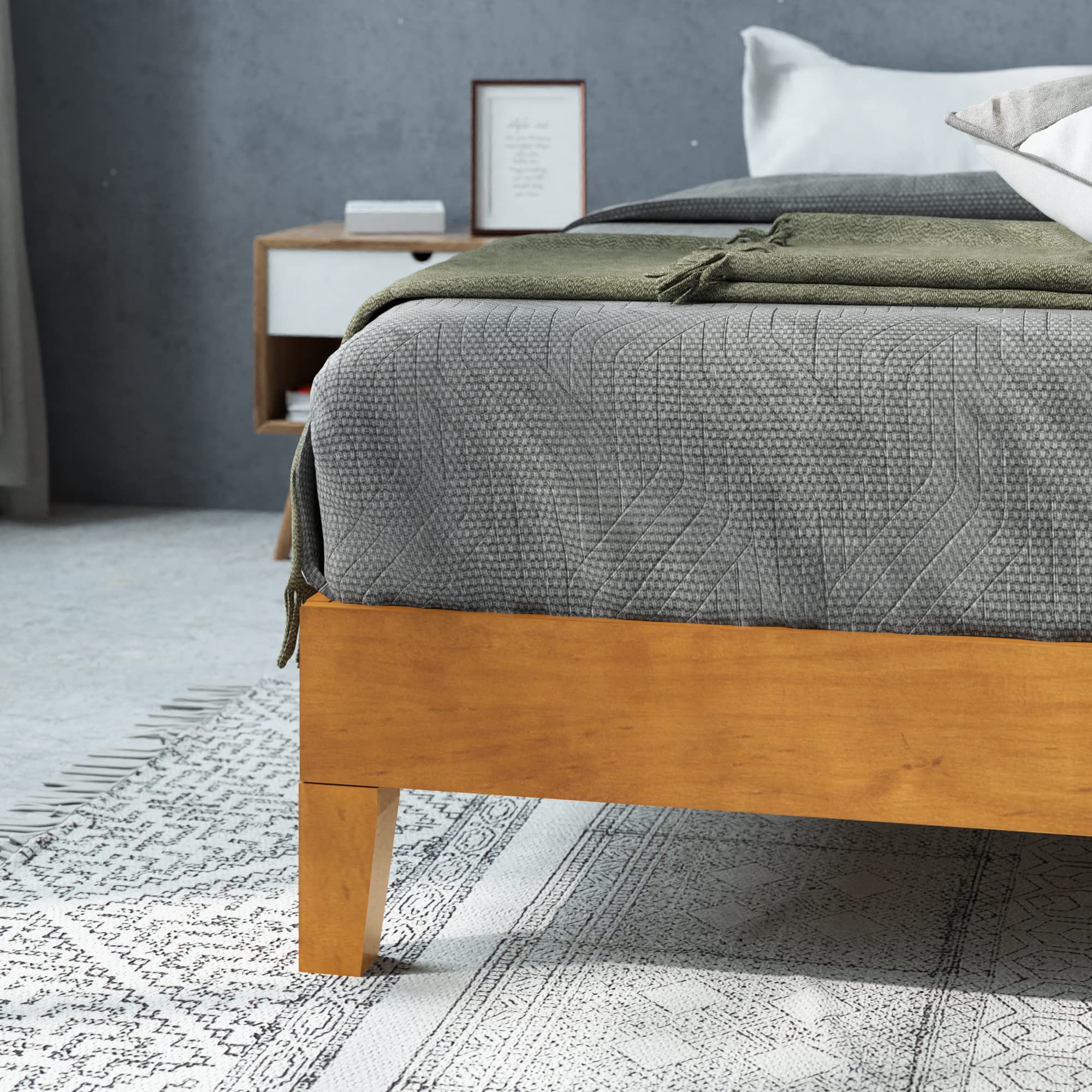 Alexis Deluxe Wood Platform Bed Frame / Solid Wood Foundation