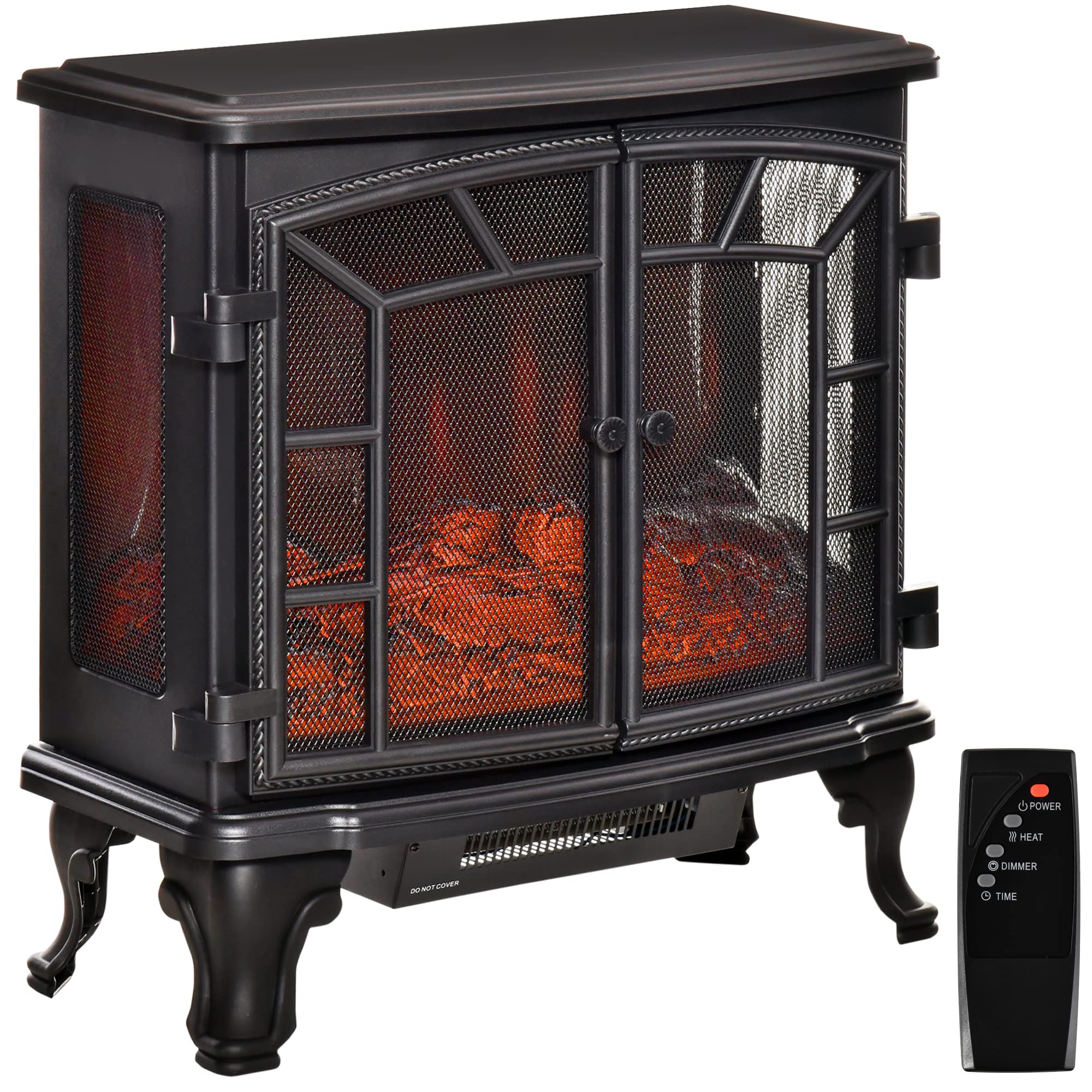 Fireplace Stove with Realistic LED Flames and Logs