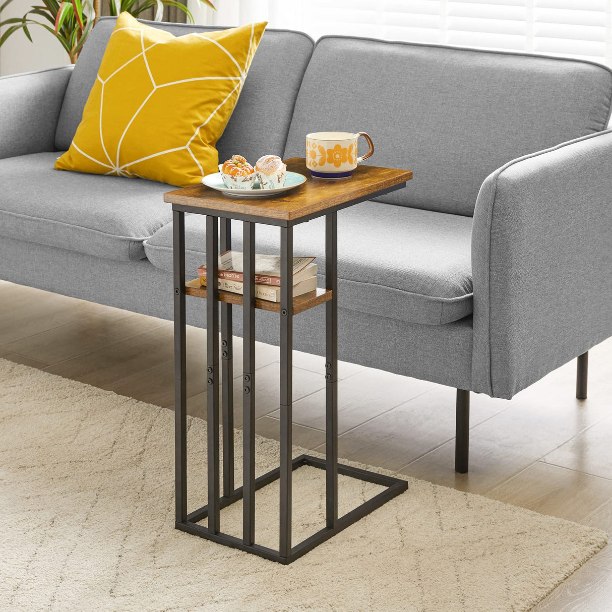 C Shaped End Table,Side Table for Sofa and Bed,Set of 1/2