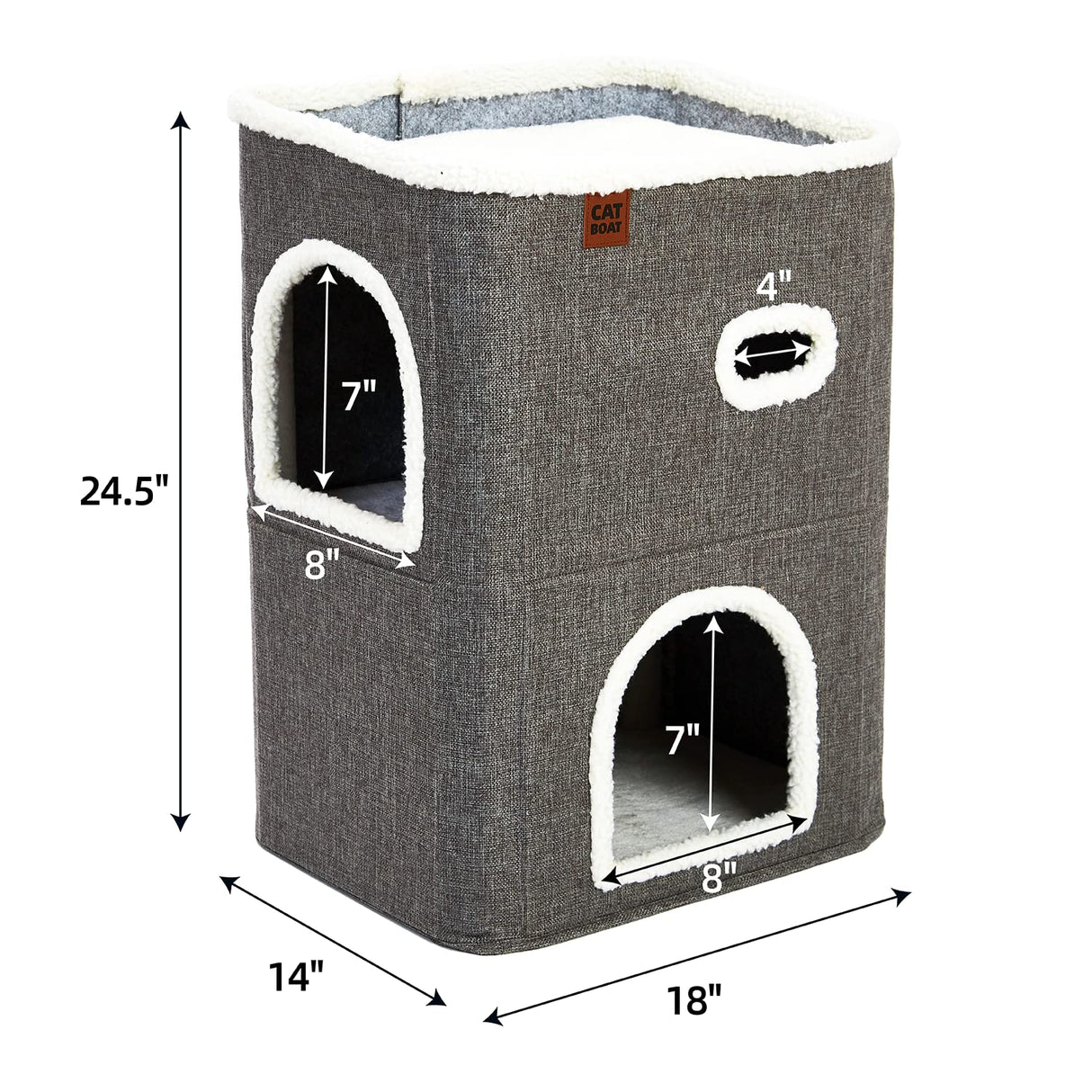 2-Storey Cat House for Indoor Cats Bed, Covered Cat Beds & Furniture