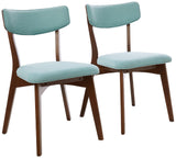 Abrielle Mid-Century Modern Fabric Dining Chairs with Natural Walnut