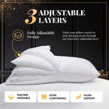 Adjustable Layer Pillows for Sleeping - Set of 2, Cooling, Luxury Pillows