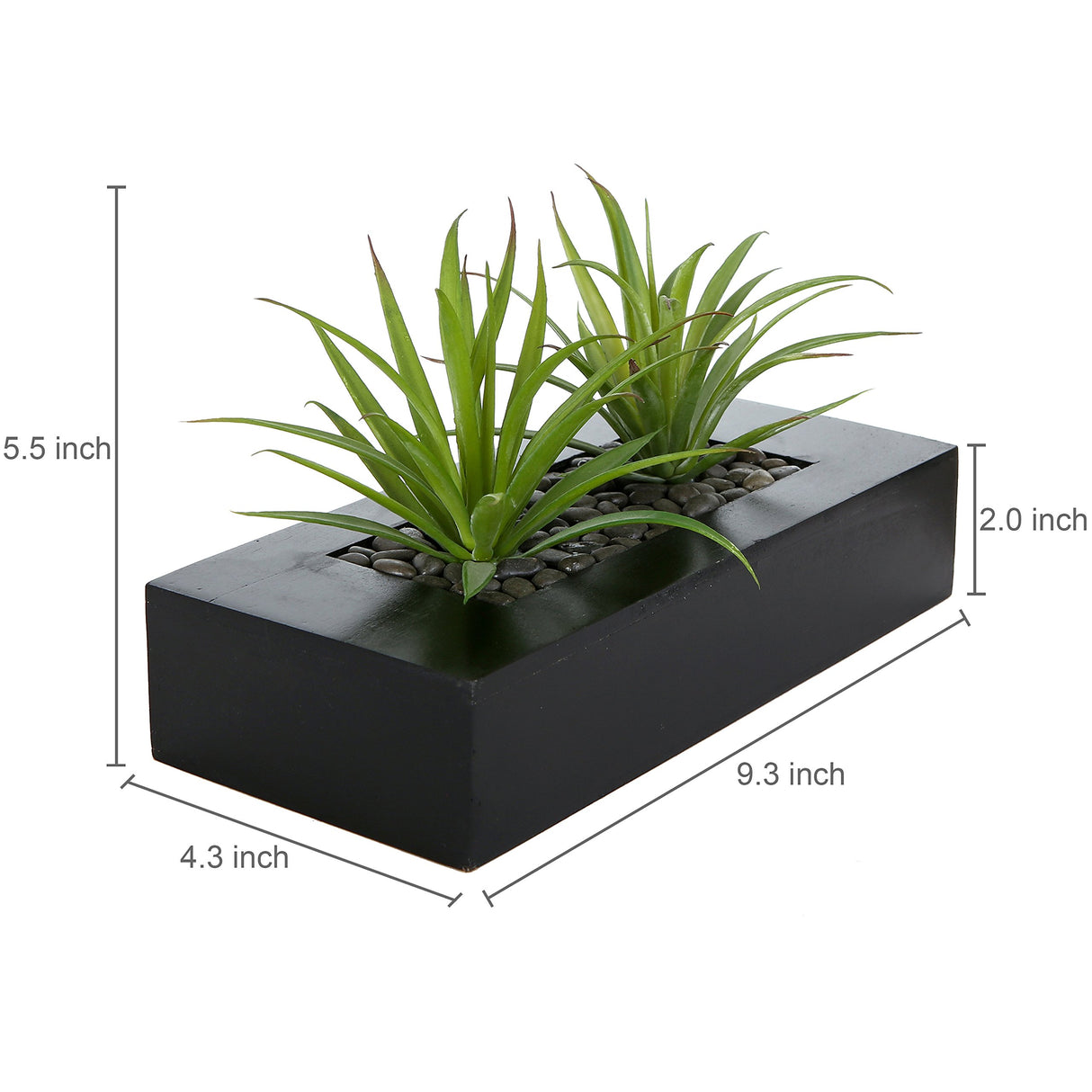 10-inch Artificial Green Grass Plants in Decorative Black