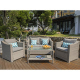 4-Piece Patio Furniture Sectional Sofa All-Weather Outdoor Wicker Conversation Set