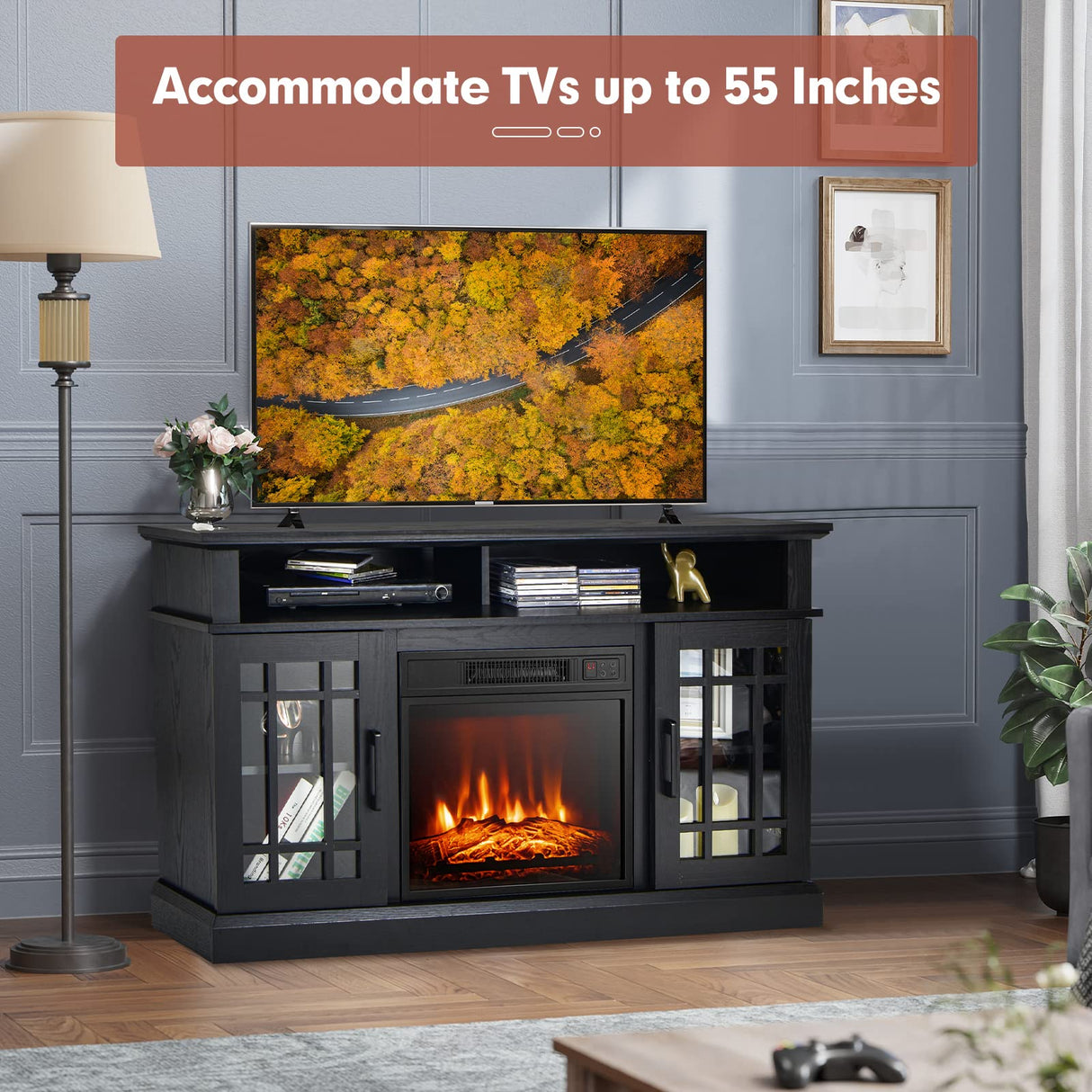 Electric Fireplace TV Stand for TVs Up to 55 Inches