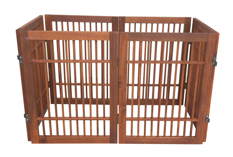 Pet Dog Gate Extra Wide Strong and Durable Freestanding Folding Acacia Wood Hardwood