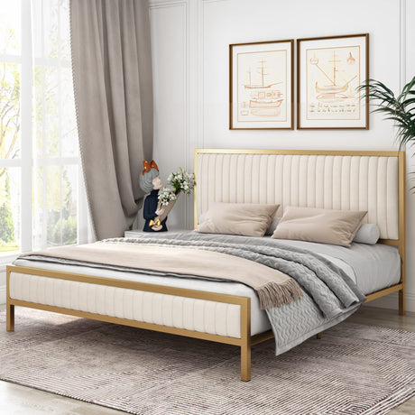 King Size Bed Frame, King Bed Frame and Headboard, Heavy Duty Metal Foundation