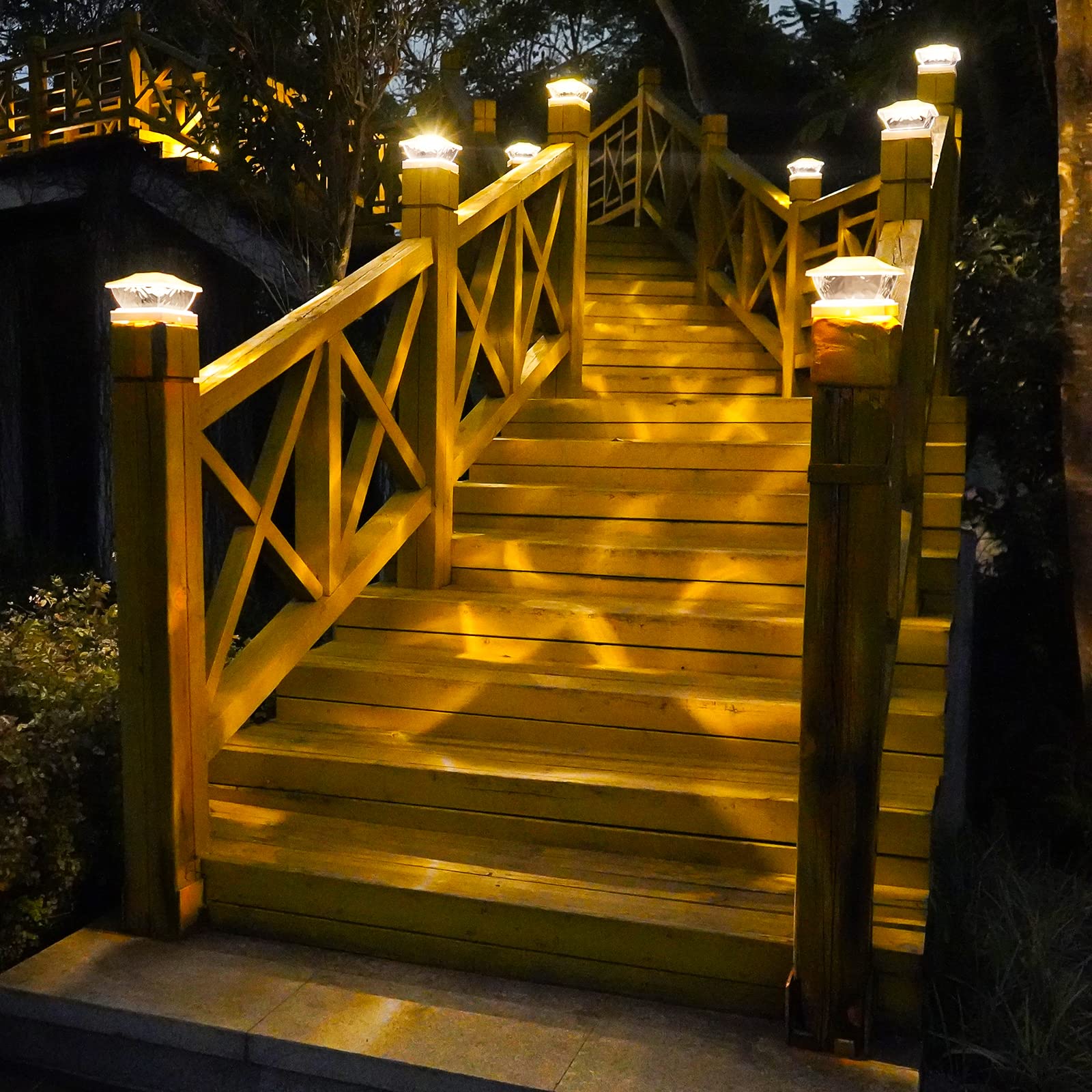 Solar Post Cap Lights Outdoor: 8 Pack Bright 2 Modes LED Fence Deck Lights