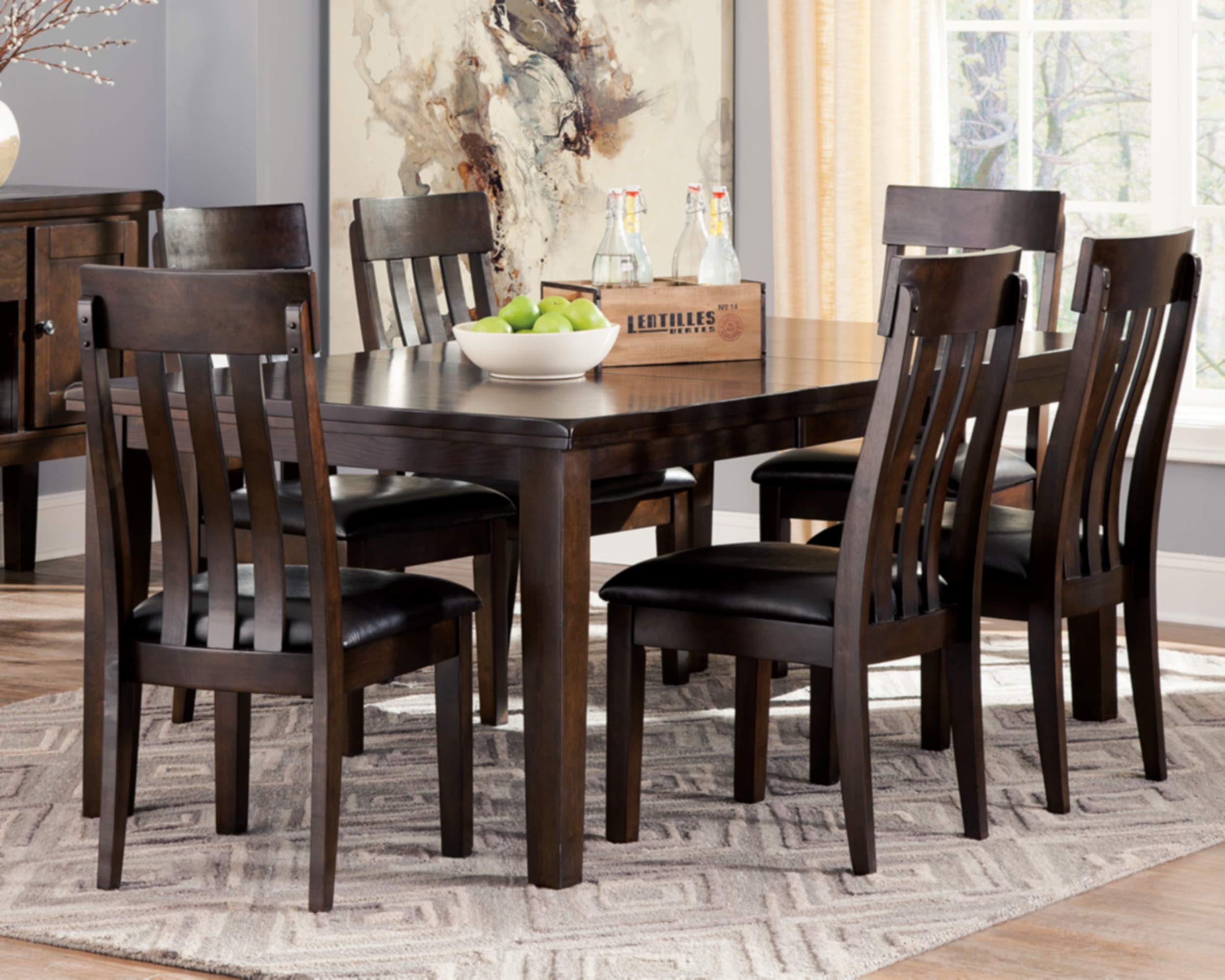 Haddigan Traditional Rectangular Dining Extension Table, Seats up to 8