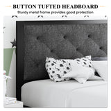 Twin Size Metal Platform Bed Frame,Fabric Upholstered Button Tufted Headboard