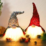 12" Lighted Christmas Gnome, Handmade Sequins Hat