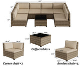 7 Piece Patio Furniture Set,Outdoor Furniture Patio Sectional Sofa