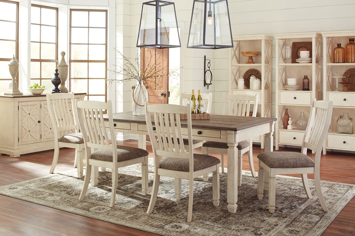 Bolanburg Farmhouse Dining Table with Drawers, Seats up to 6, Whitewash