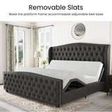 Luxury Tufted Velvet Bed Frame – Wingback Headboard & Footboard