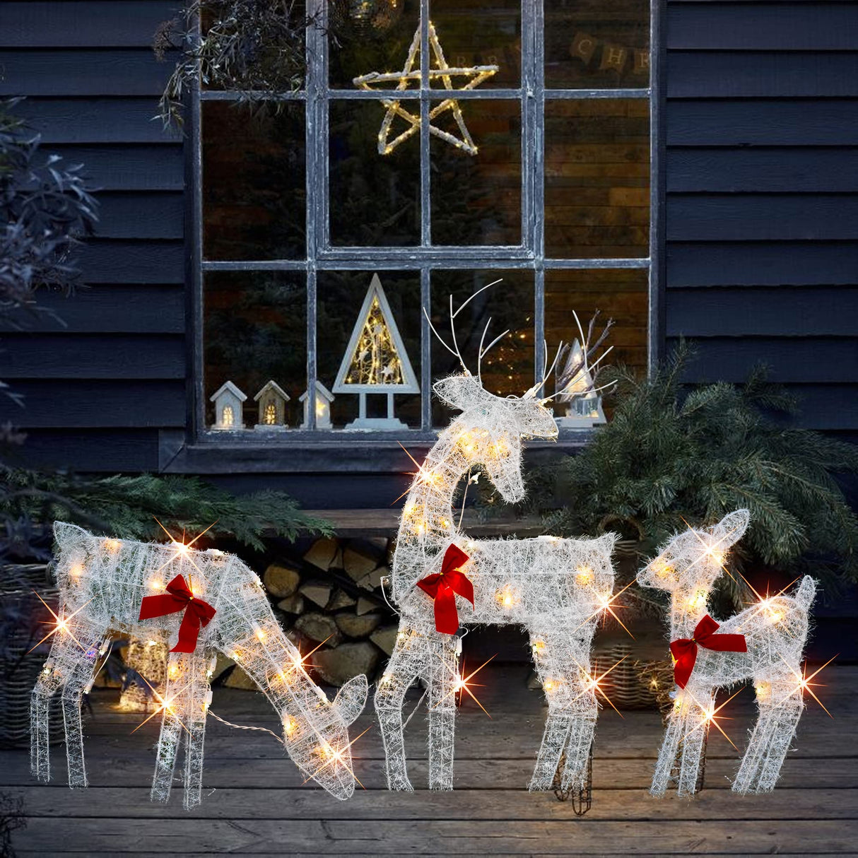 Christmas Decoration Outdoor 60 Light Up Deer Family